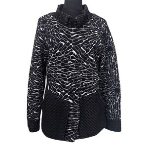 ZOZO Quilted Sweater Blazer Coat Patch Pockets Floral Swirl Geometric Womens XL